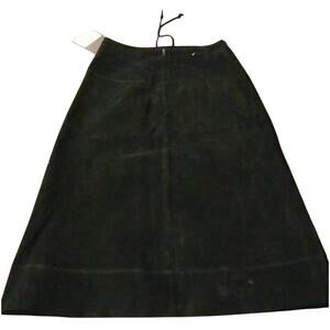 NEW AR BERNARDO FASHIONS WOMEN'S BLACK SUEDE LEATHER SKIRT WASHABLE Size S